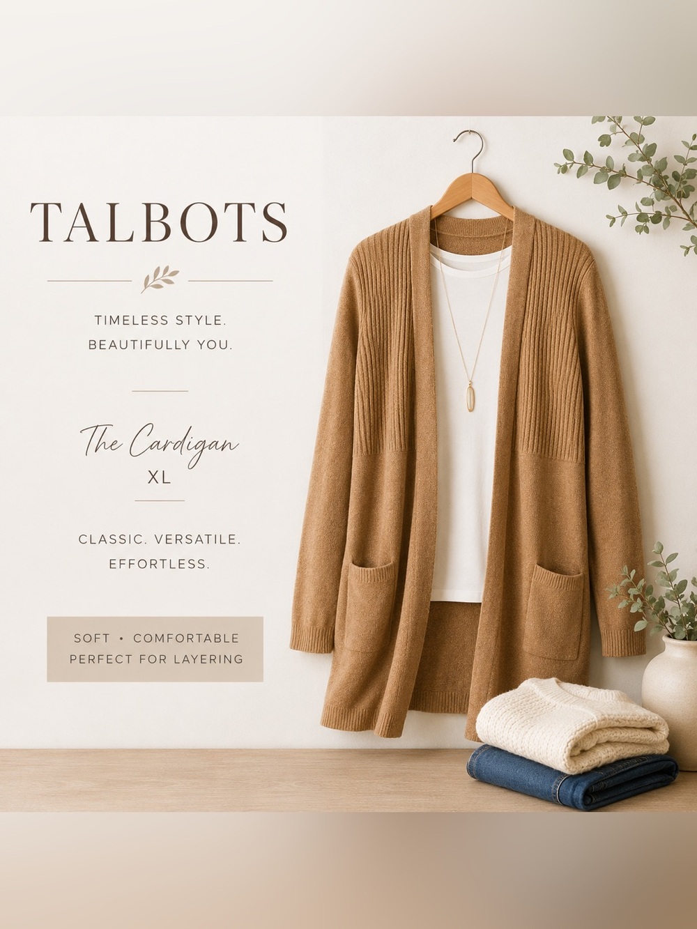 Talbots Cotton & Alpaca Taupe Cardigan sz XL